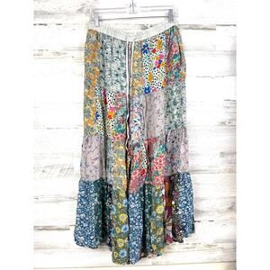Young Threads Women L Patchwork Boho Wide Leg Viscose Drawstring Pants India